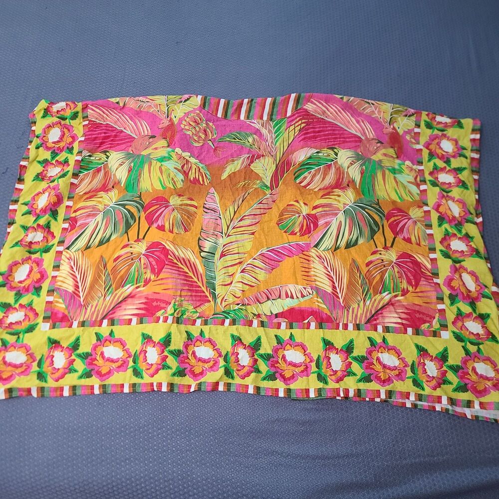 Rachel Roy- Tropical Summer Cover-Up Linen/Rayon Vibrant Kimono style One Size - Picture 2 of 7